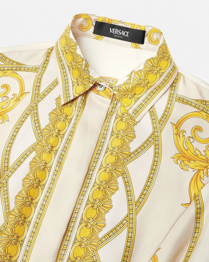 Versace Dresses Women La Coupe Des Dieux Silk Shirt Dress Goldprint