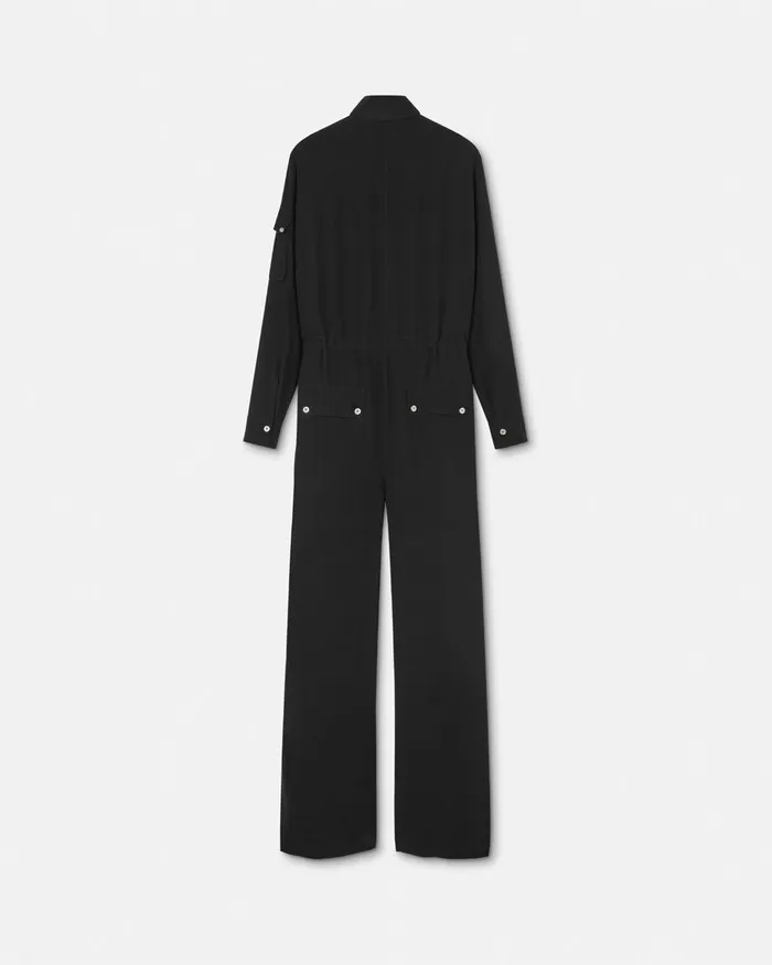 Versace Dresses Women Silk Crpe Lavallire Jumpsuit Black