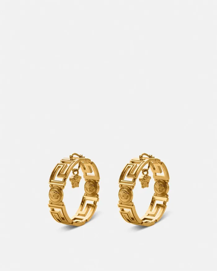 Versace Earrings Women Greca Loop Earrings Light Gold