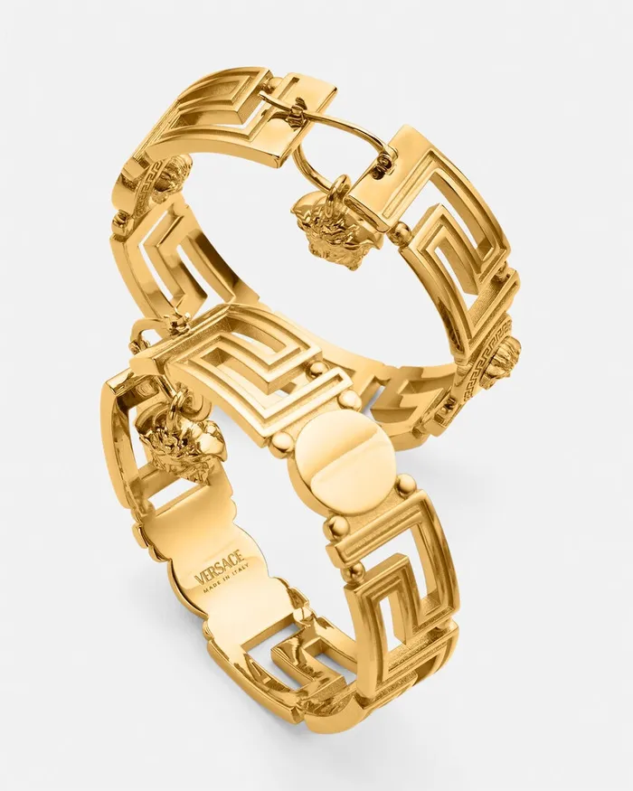 Versace Earrings Women Greca Loop Earrings Light Gold