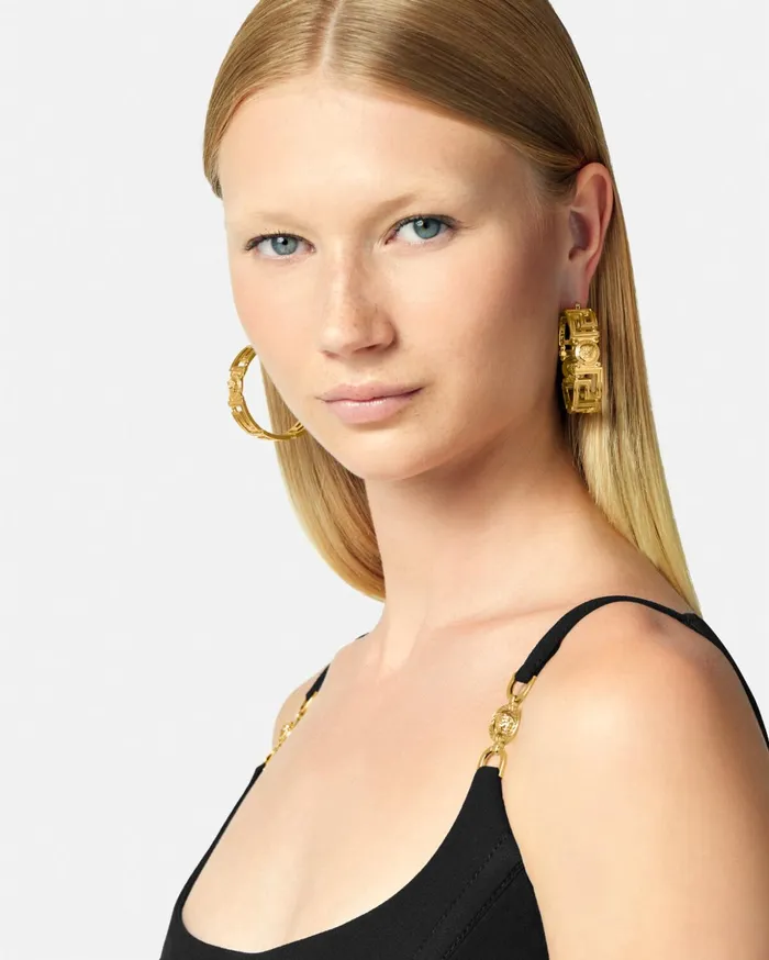 Versace Earrings Women Greca Loop Earrings Light Gold
