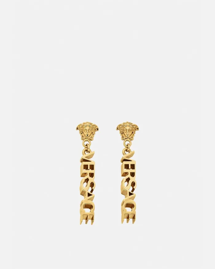 Versace Earrings Women La Medusa Logo Drop Earrings Light Gold