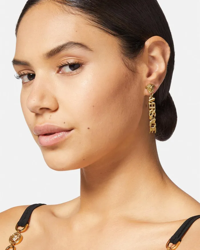 Versace Earrings Women La Medusa Logo Drop Earrings Light Gold