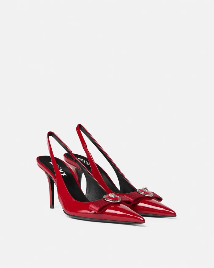 Versace Gianni Ribbon Women Gianni Ribbon Slingback Pumps 85 Mm Red