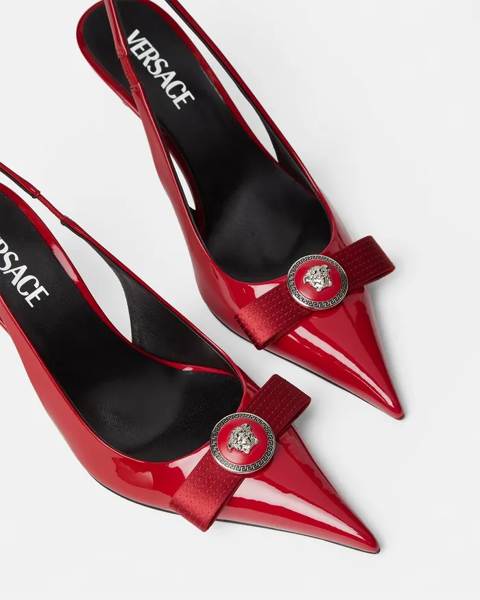 Versace Gianni Ribbon Women Gianni Ribbon Slingback Pumps 85 Mm Red