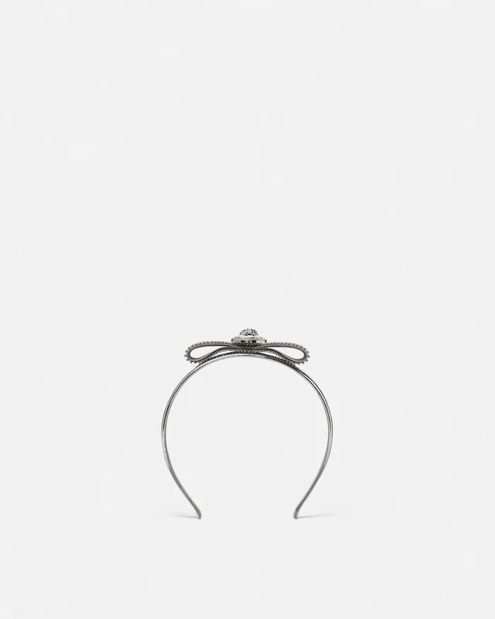 Versace Hair Accessories Women Metal Mesh Gianni Ribbon Headband Silver