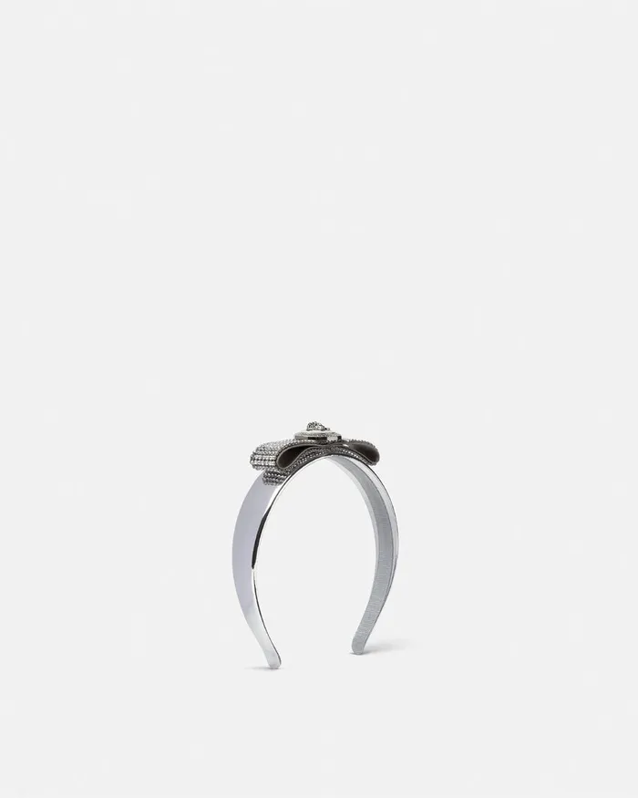Versace Hair Accessories Women Metal Mesh Gianni Ribbon Headband Silver