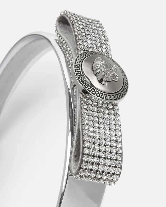 Versace Hair Accessories Women Metal Mesh Gianni Ribbon Headband Silver