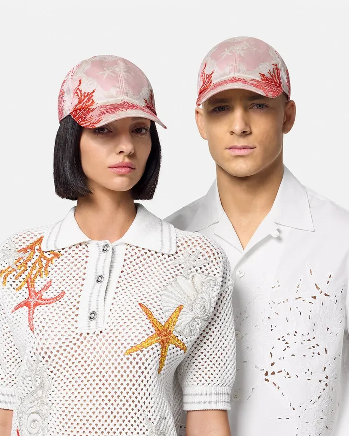 Versace Hats and Caps MenWomen Barocco Sea Baseball Cap Pinkprint