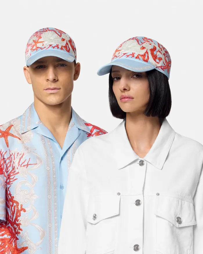 Versace Hats and Caps WomenMen Barocco Sea Baseball Cap Blueprint