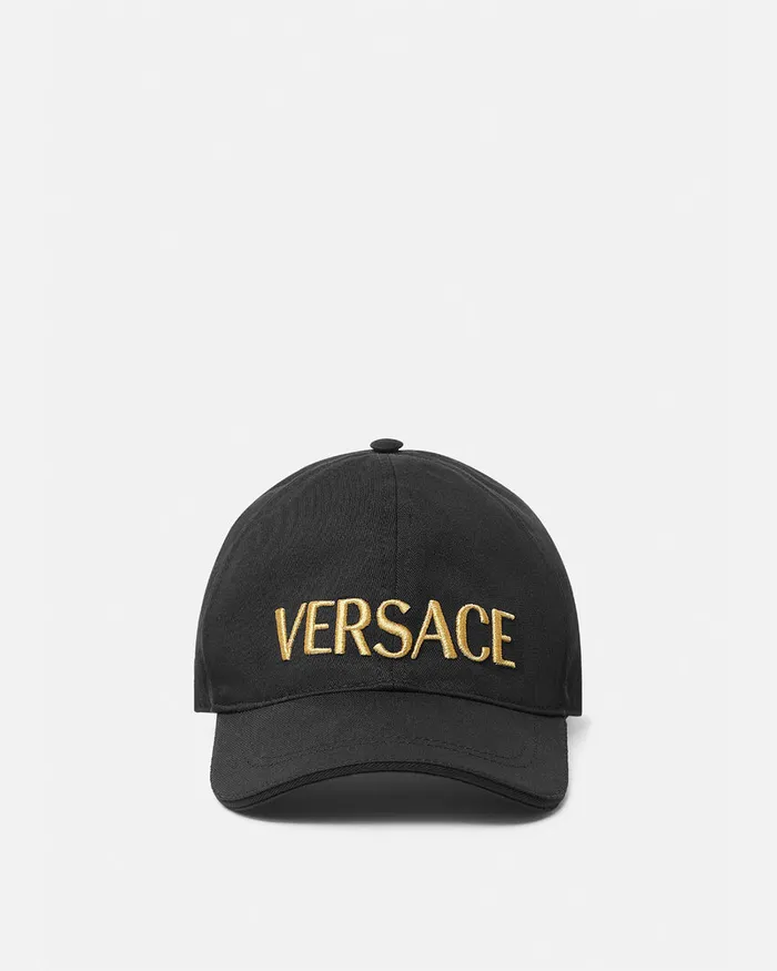 Versace Hats and Caps WomenMen Embroidered Logo Baseball Cap Blackgold
