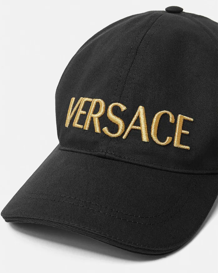 Versace Hats and Caps WomenMen Embroidered Logo Baseball Cap Blackgold