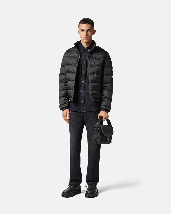 Versace Jackets and Coats Men Barocco Light Puffer Jacket Black