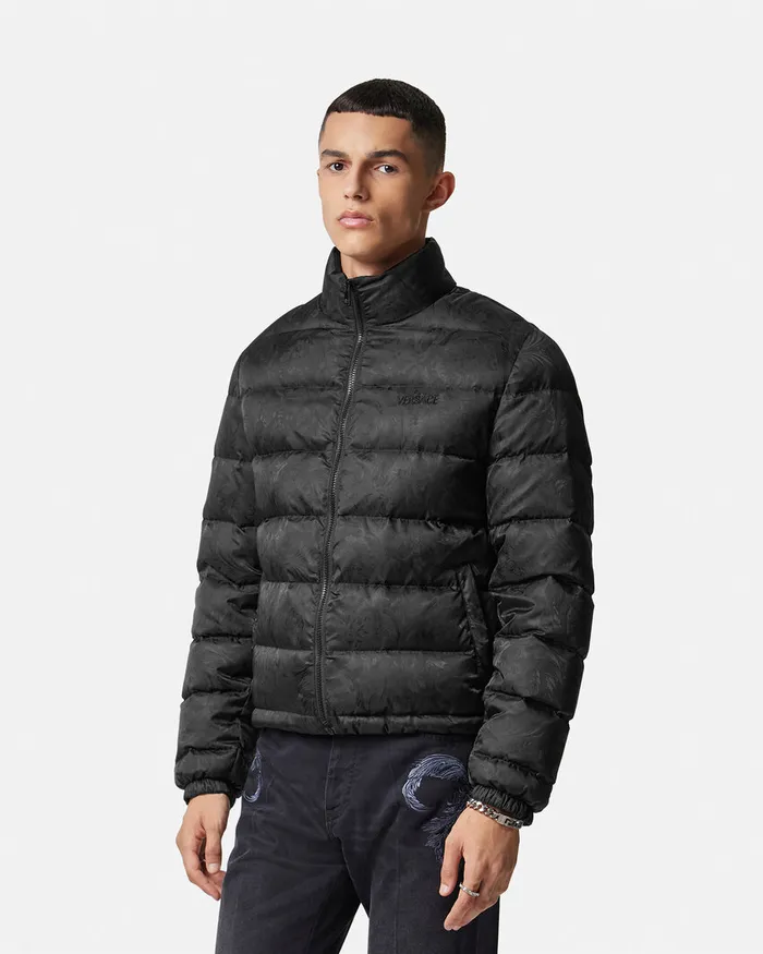 Versace Jackets and Coats Men Barocco Light Puffer Jacket Black