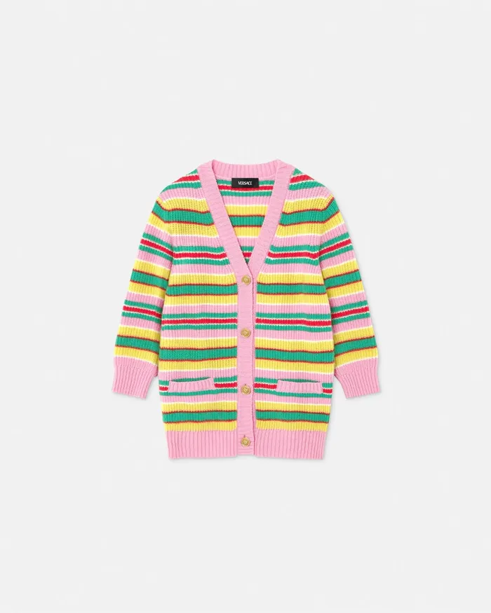 Versace Knitwear and Sweatshirts Kids Striped CableKnit Cardigan Print