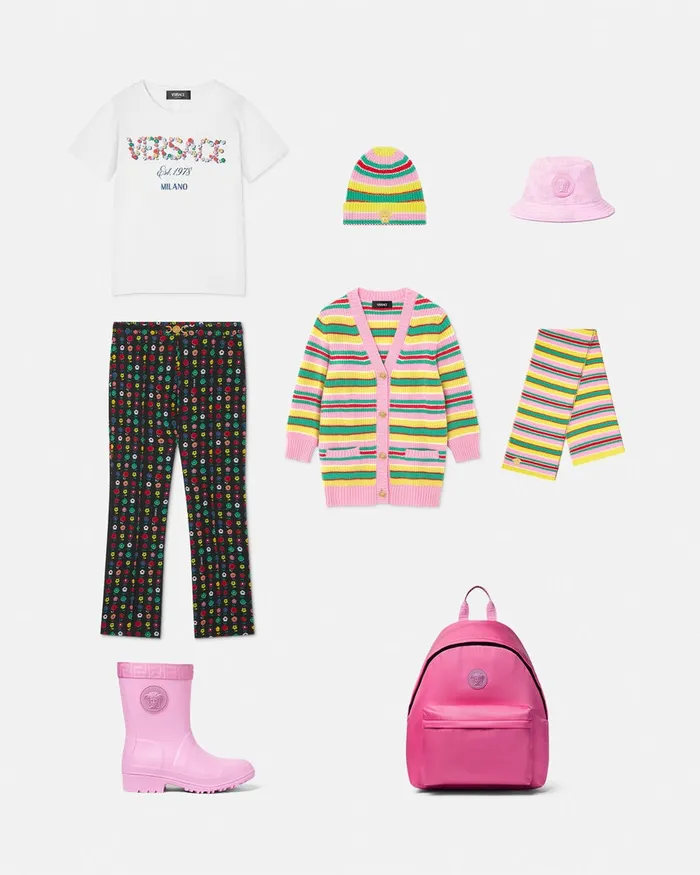Versace Knitwear and Sweatshirts Kids Striped CableKnit Cardigan Print