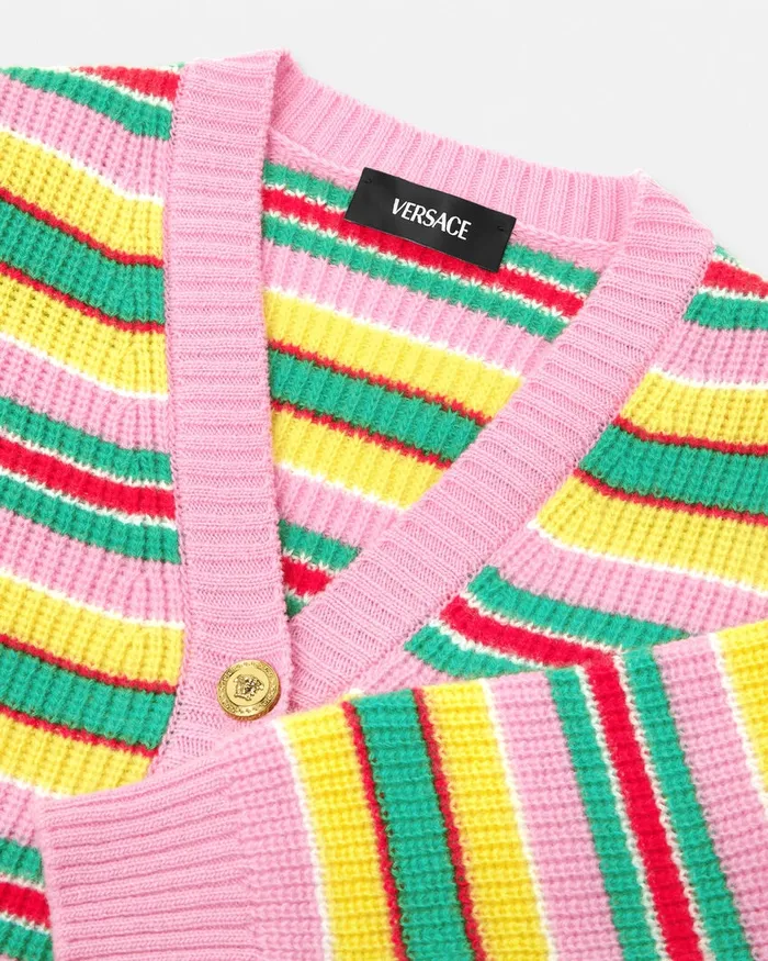 Versace Knitwear and Sweatshirts Kids Striped CableKnit Cardigan Print