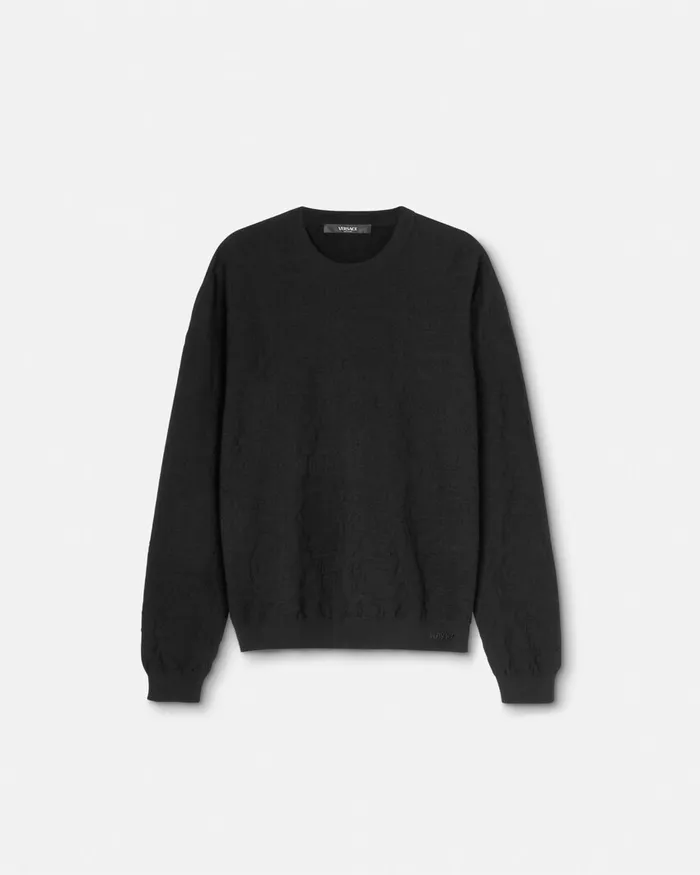 Versace Knitwear Men Barocco Jacquard Sweater Black