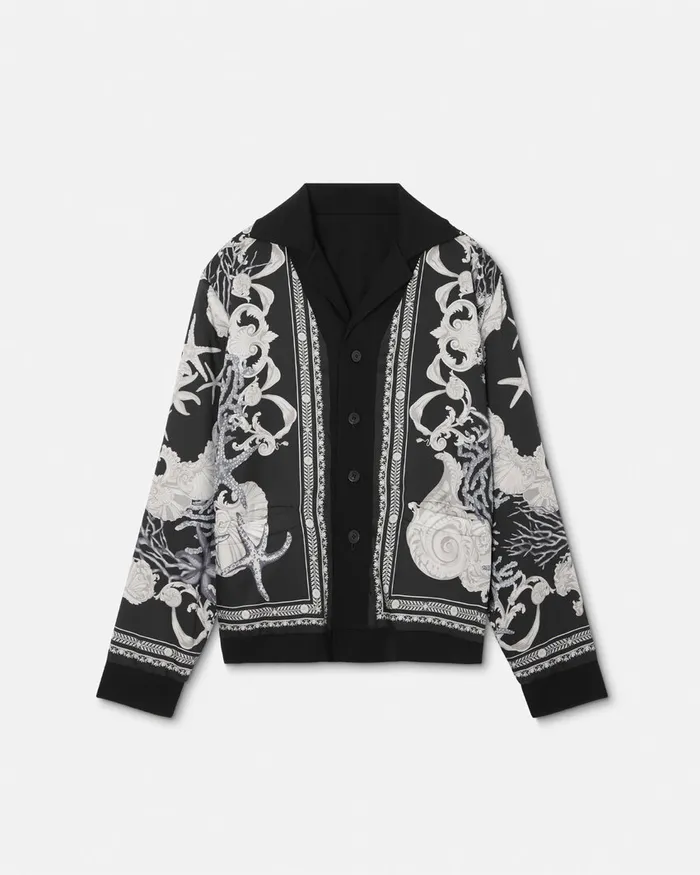 Versace Knitwear Men Barocco Sea Reversible Cardigan Black