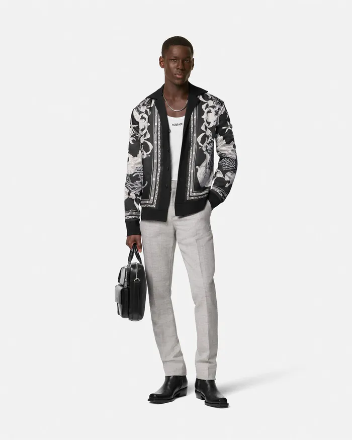 Versace Knitwear Men Barocco Sea Reversible Cardigan Black