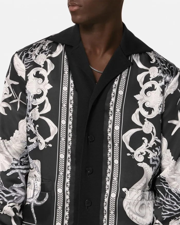 Versace Knitwear Men Barocco Sea Reversible Cardigan Black