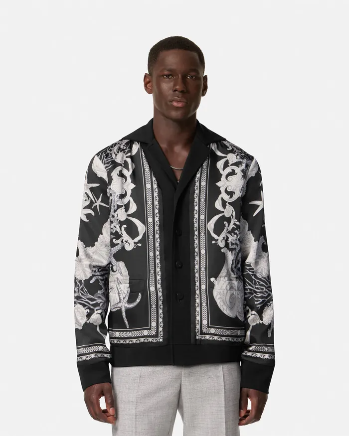 Versace Knitwear Men Barocco Sea Reversible Cardigan Black