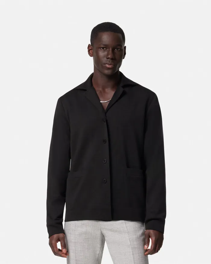 Versace Knitwear Men Barocco Sea Reversible Cardigan Black