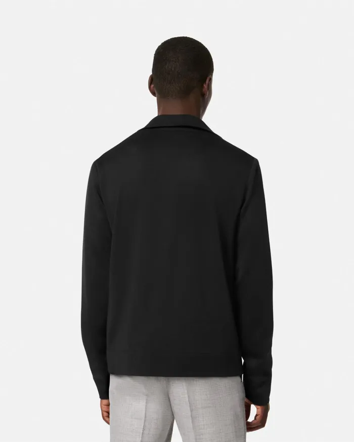 Versace Knitwear Men Barocco Sea Reversible Cardigan Black