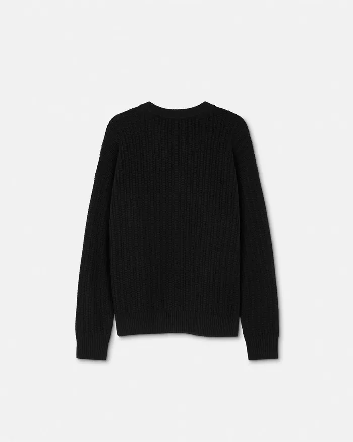 Versace Knitwear Men Embroidered Medusa CableKnit Sweater Black