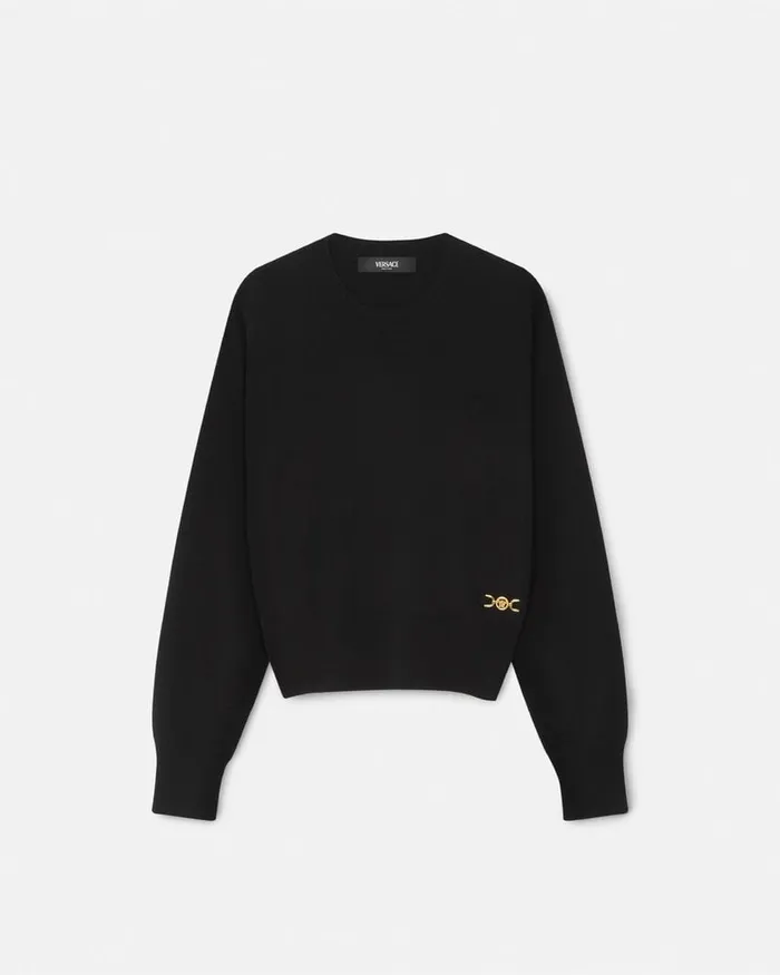 Versace Knitwear Women CashmereBlend Knit Boxy Sweater Black