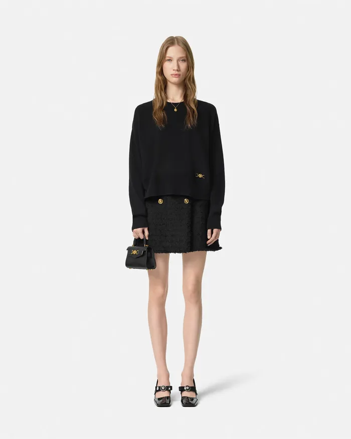 Versace Knitwear Women CashmereBlend Knit Boxy Sweater Black