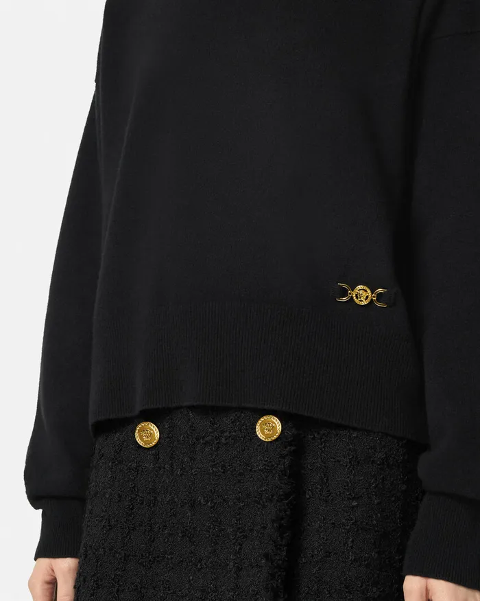 Versace Knitwear Women CashmereBlend Knit Boxy Sweater Black