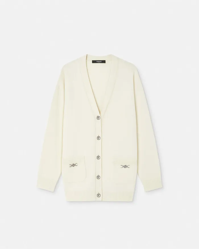 Versace Knitwear Women CashmereBlend Oversize Cardigan White