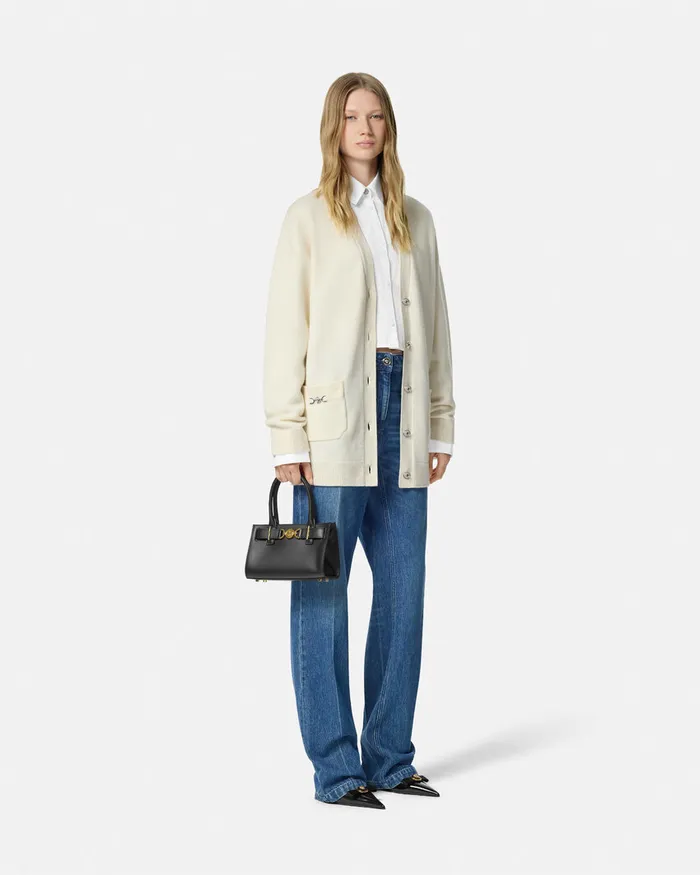 Versace Knitwear Women CashmereBlend Oversize Cardigan White
