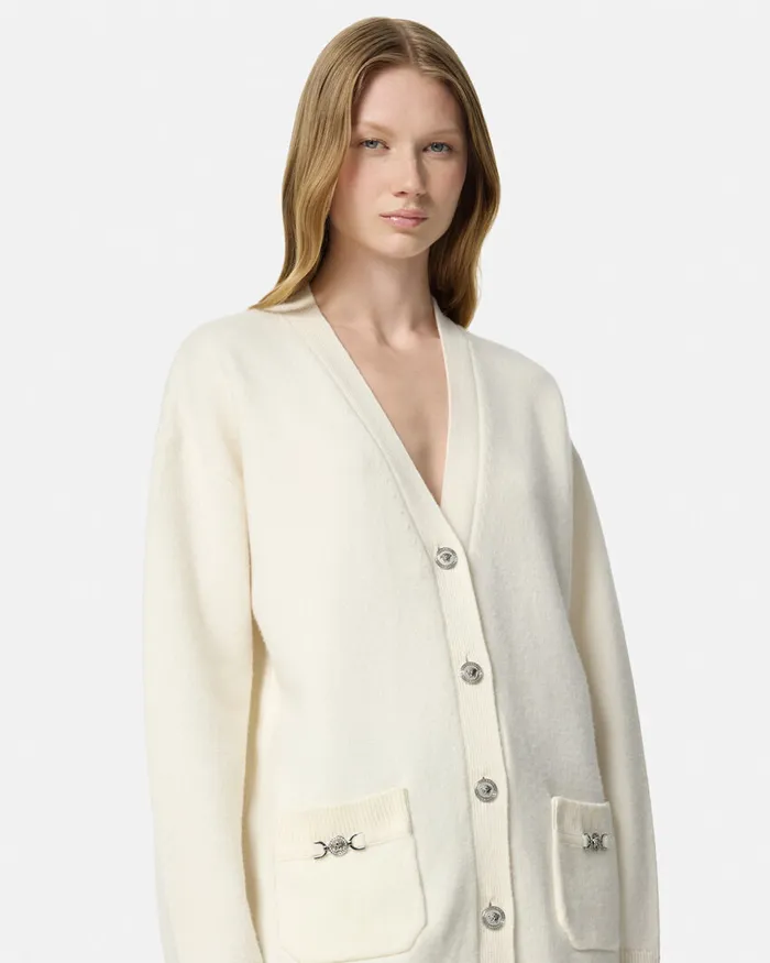 Versace Knitwear Women CashmereBlend Oversize Cardigan White