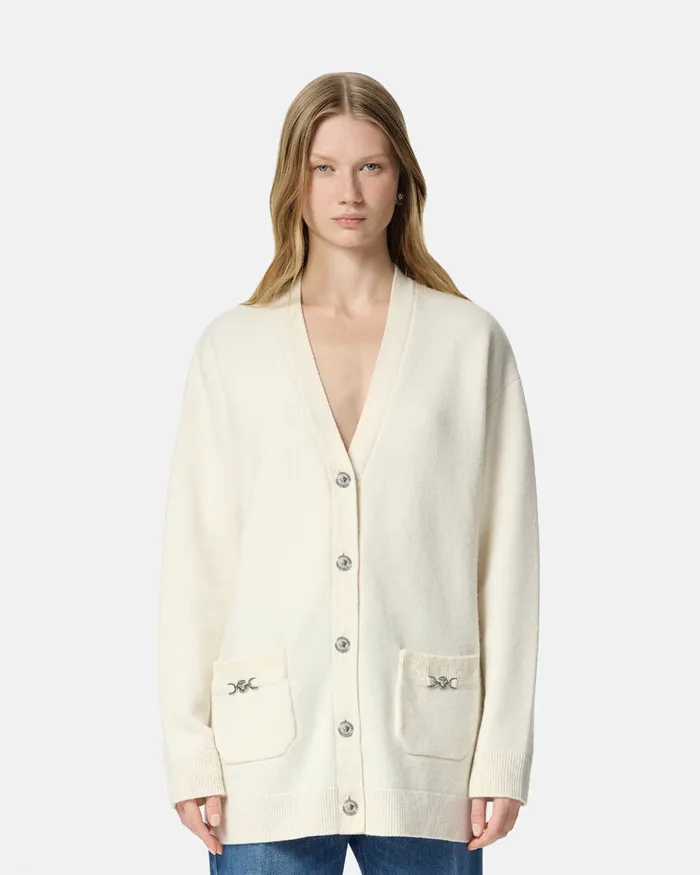 Versace Knitwear Women CashmereBlend Oversize Cardigan White