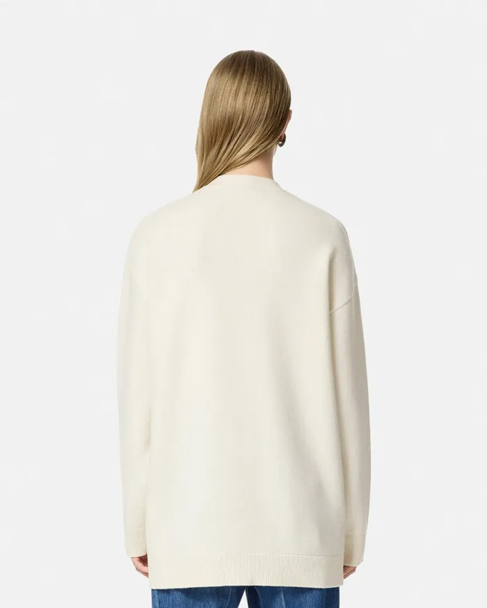 Versace Knitwear Women CashmereBlend Oversize Cardigan White
