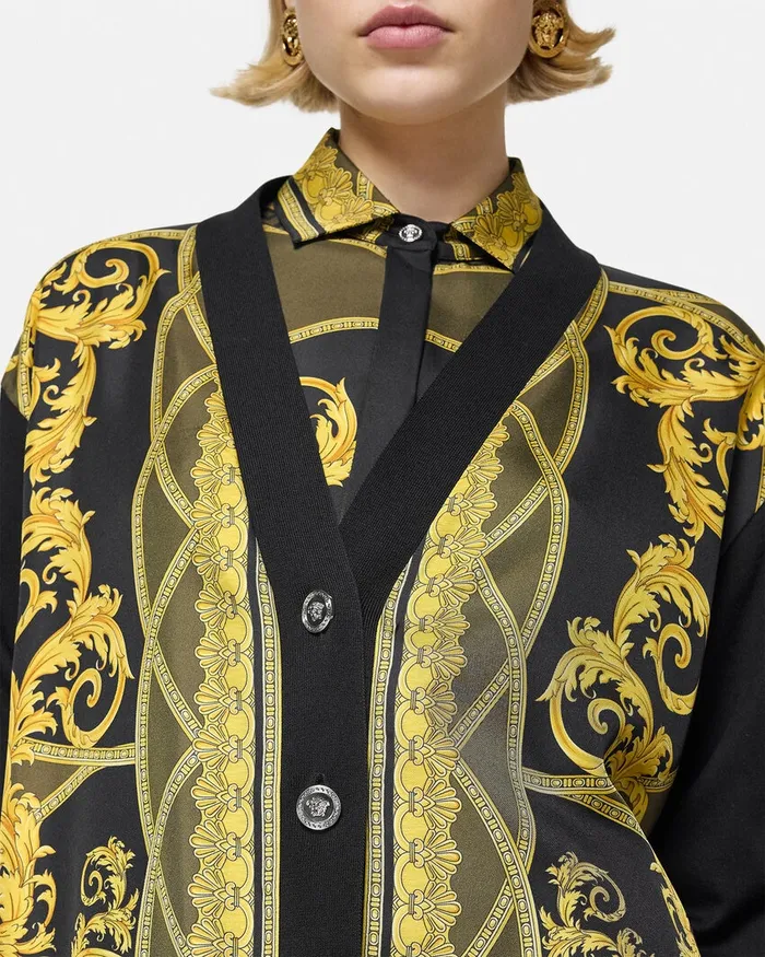 Versace Knitwear Women La Coupe Des Dieux Oversized Cardigan Black