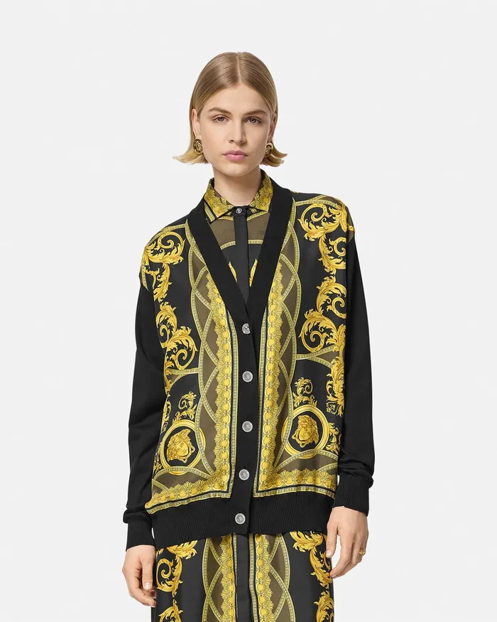 Versace Knitwear Women La Coupe Des Dieux Oversized Cardigan Black