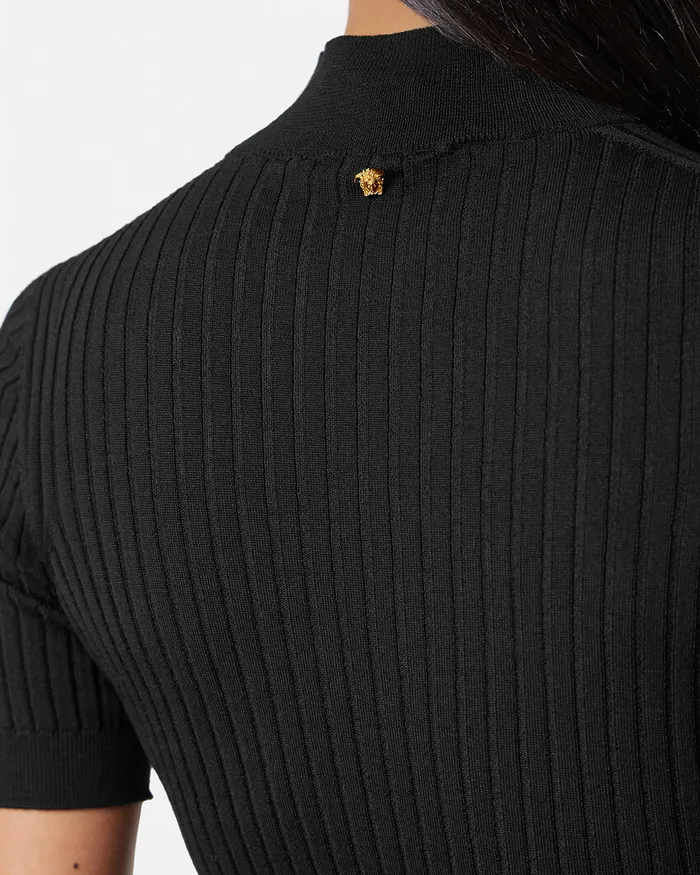 Versace Knitwear Women Ribbed Knit TShirt Black