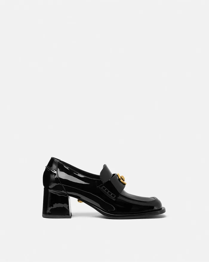 Versace Loafers and Flats Women Alia Patent Loafer Pumps 55 Mm Blackgold