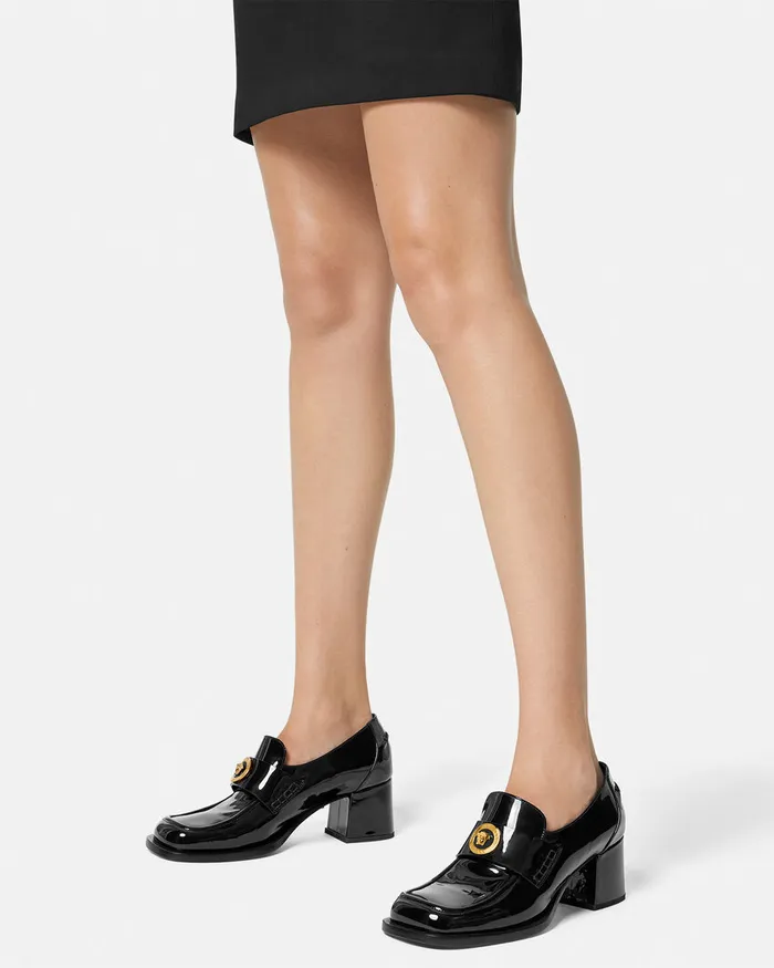 Versace Loafers and Flats Women Alia Patent Loafer Pumps 55 Mm Blackgold