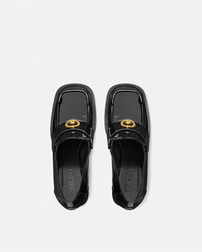 Versace Loafers and Flats Women Alia Patent Loafer Pumps 55 Mm Blackgold
