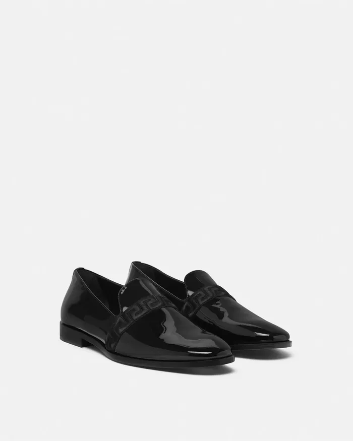 Versace Loafers and Slippers Men Medusa Patent Slippers Black