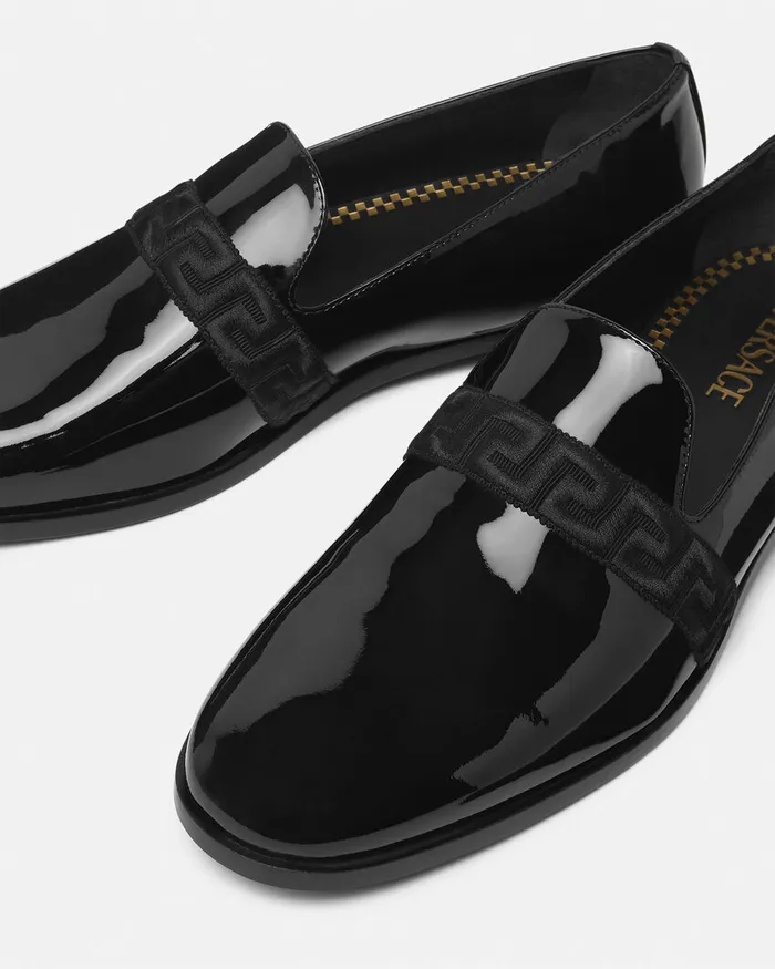 Versace Loafers and Slippers Men Medusa Patent Slippers Black
