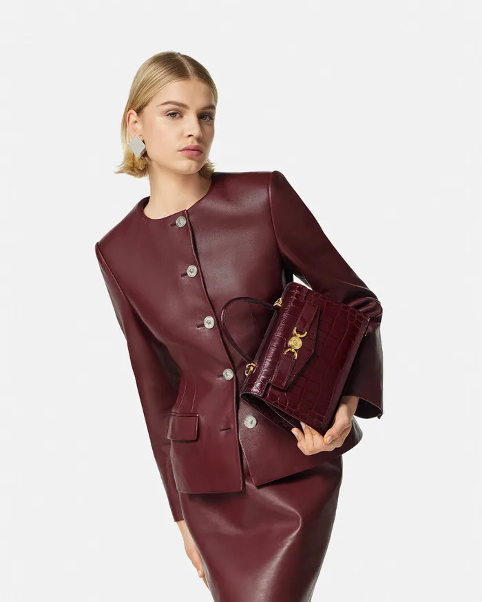 Versace Medusa 03995 Women CrocEffect Medusa 03995 Handbag Burgundy