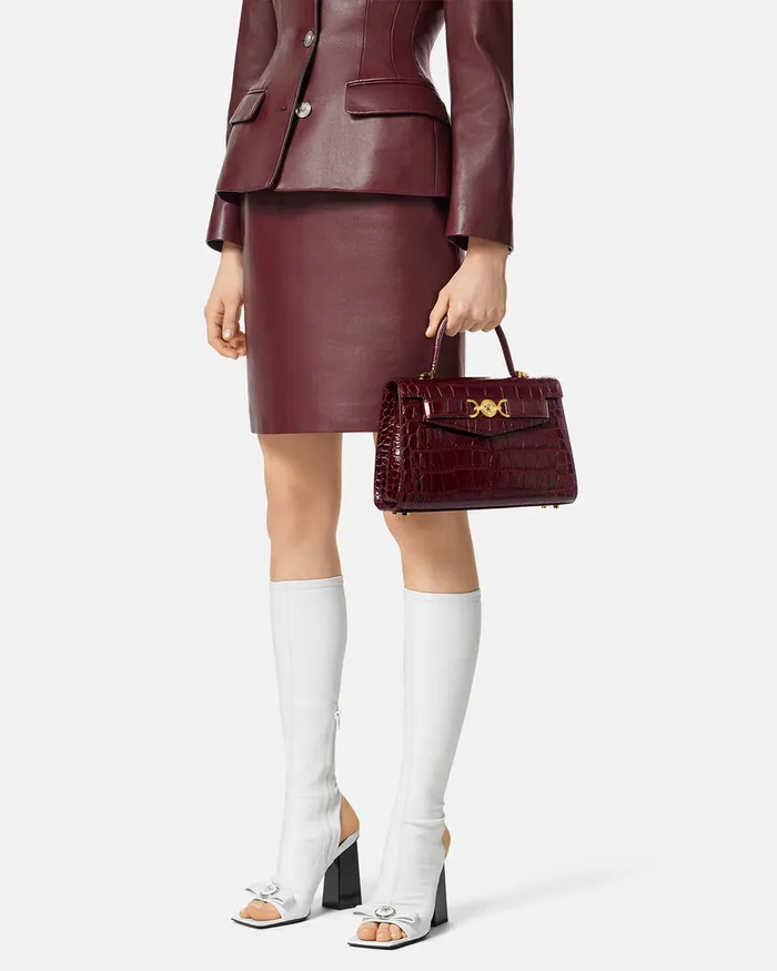 Versace Medusa 03995 Women CrocEffect Medusa 03995 Handbag Burgundy