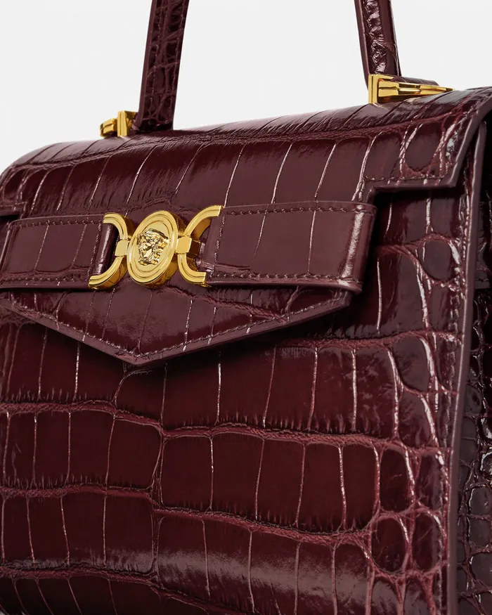 Versace Medusa 03995 Women CrocEffect Medusa 03995 Handbag Burgundy