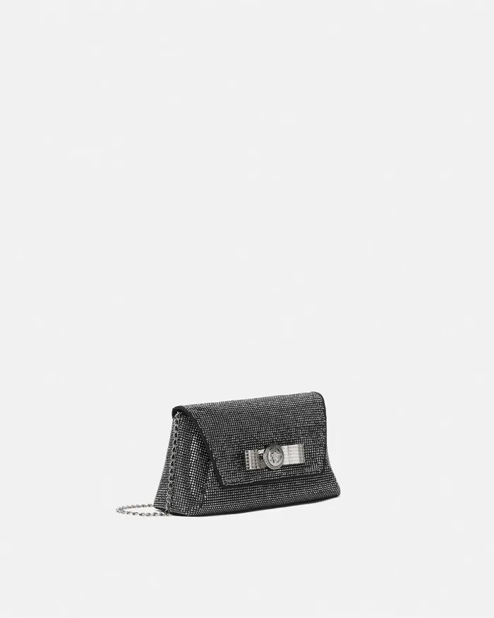 Versace Mini Bags and Clutches Women Crystal Gianni Ribbon Clutch Black