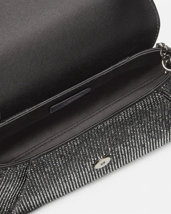 Versace Mini Bags and Clutches Women Crystal Gianni Ribbon Clutch Black